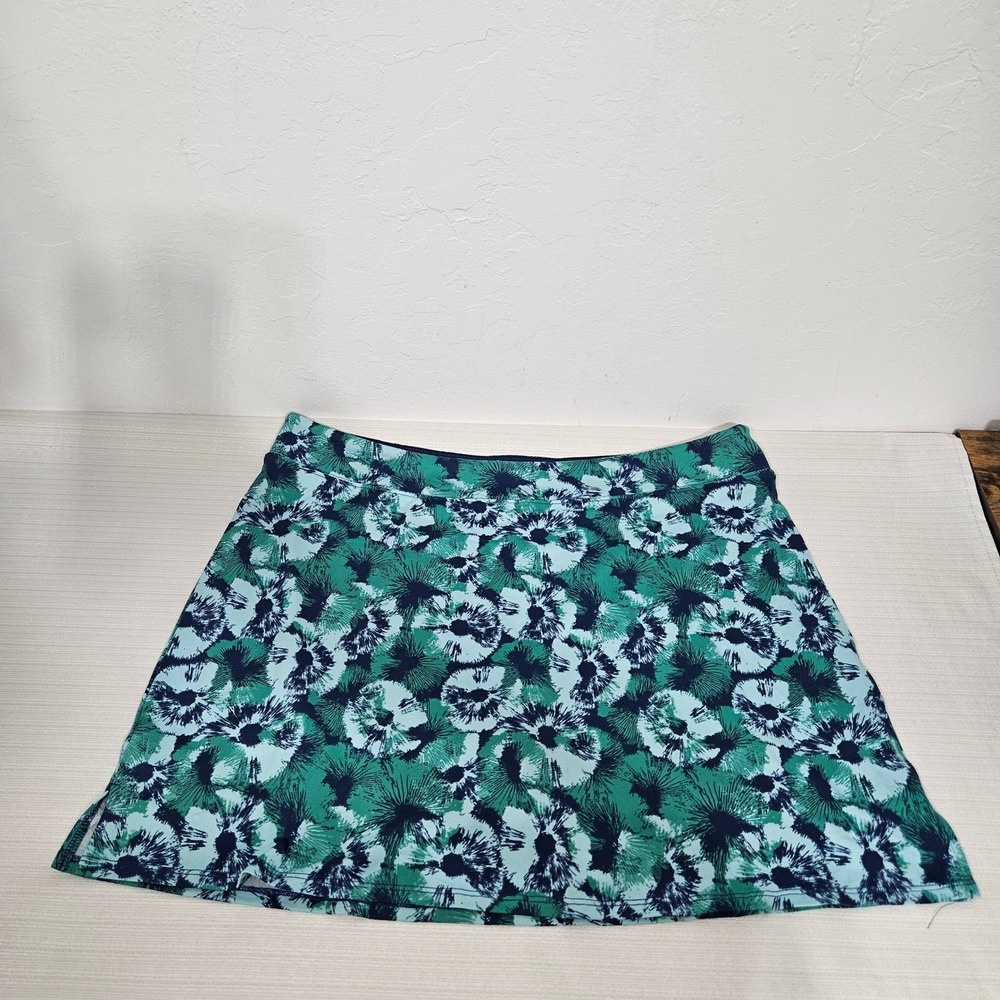 Tranquility by Colorado Clothing Womens XL Green Floral Skort Active Skirt Navy